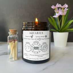 Aquarius Birthday Candle Custom Star Sign Gift - Soy Wax Scented - thumbnail 3