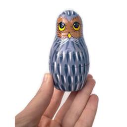 Handmade Owl Nesting Dolls Wooden Toy Family, Montessori Stacking Set - thumbnail 3