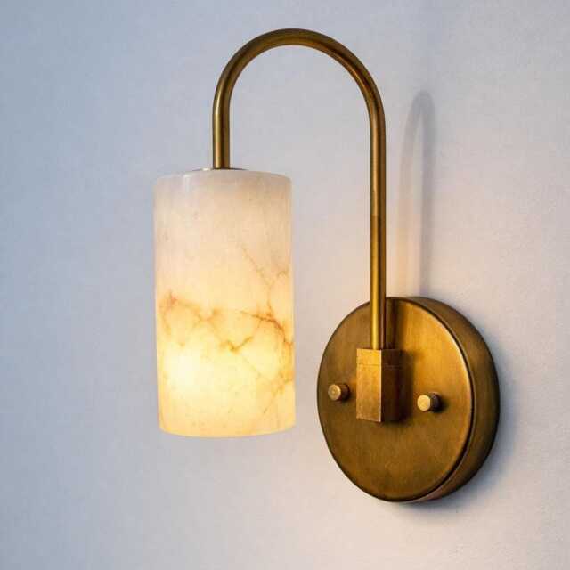 Alabaster Stone Wall Sconce Lamp , Onyx Natural Lighting Antique Brass - image 1