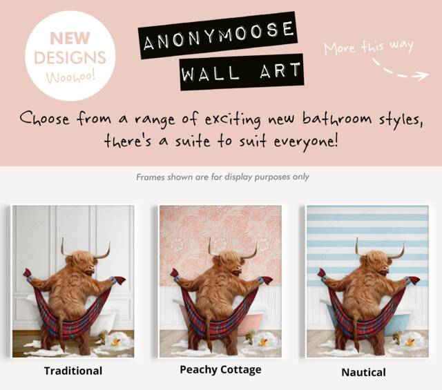 Highland Cow Drying With A Towel in Bathroom Print, Bathing, Funny Bath Animal Bathtub, Tub - image 1
