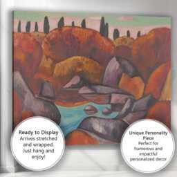 Abstract Autumn Hills Rocky Lake Colourful Expressionist Landscape Canvas Wall Art Print Decor Picture Ready To Hang - thumbnail 3
