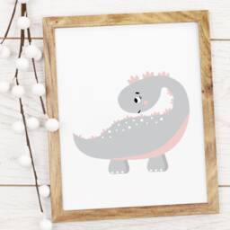 Pink Girls Dinosaur Print - Personalised Childrens Nursery Print -Nursery Bedroom Gift - thumbnail 2
