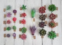 Artificial Succulent Stem - Flocked Sage, Pink & Purple