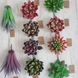 Artificial Succulent Stem - Flocked Sage, Pink & Purple - thumbnail 4