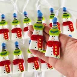 Festive Rainbow Snowman Fused Glass Christmas Decoration, Fused Glass Cornwall, Cornish - thumbnail 4