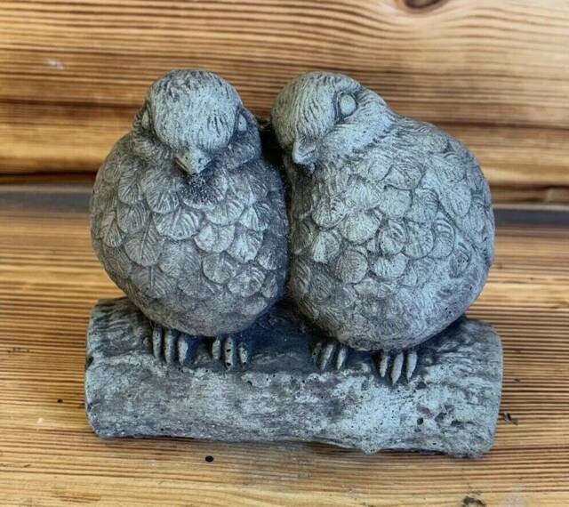 Stone Garden Cute Pair Of Love Birds Bird Blue Tits Statue Ornament - image 1