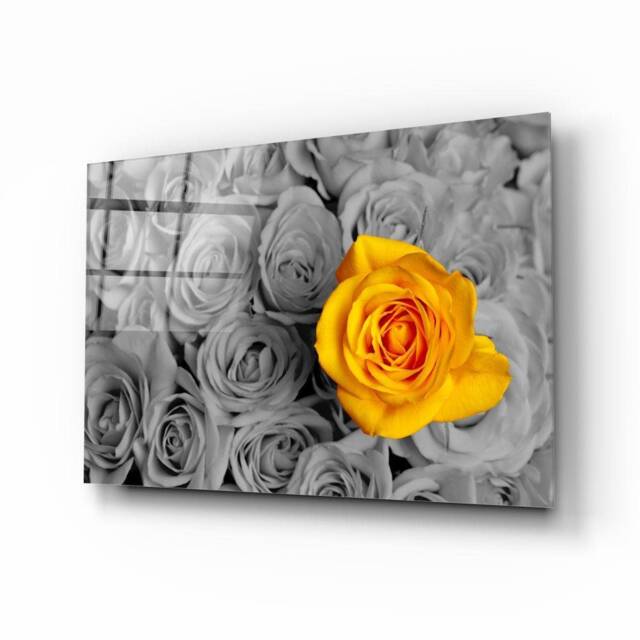 Tempered Glass Wall Art-Wall Decor-Glass Printing-Large Hangings-Flower Art-Yellow Rose Art -Floral Print - image 1