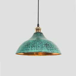 Oxidized Copper Lampshade Only- Industrial Lighting - Kitchen Island Light Green Patina Art Deco Lamp - thumbnail 1