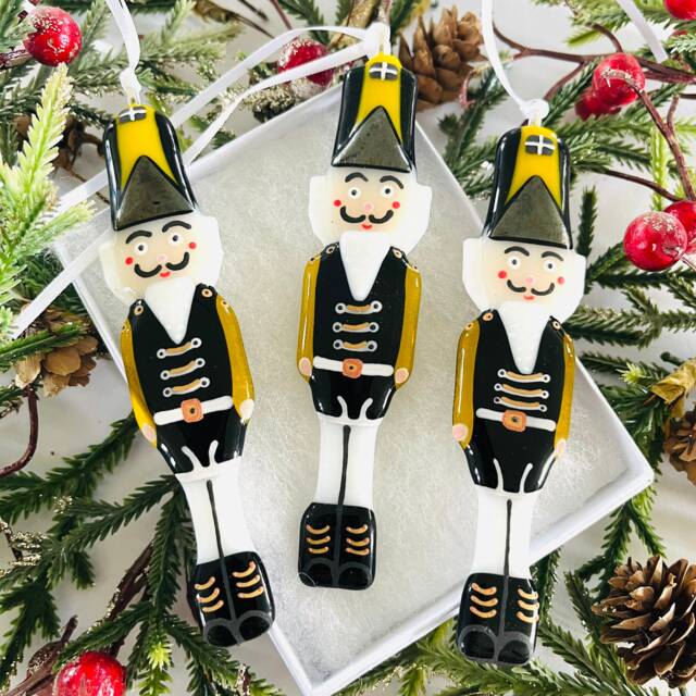 Fused Glass Nut Cracker, Toy Solider Christmas Decoration, Tree Decor, Cornish Fused Glass - image 1