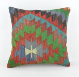 Kilim Pillow, Wool Kilim Pillow From Sarkoy 50x50 cm, 20x20 - thumbnail 1