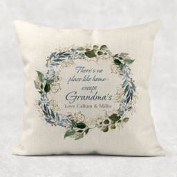 Personalised Grandma Floral Wreath Linen Cushion Custom Home Quote - thumbnail 2