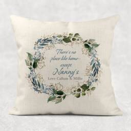 Personalised Grandma Floral Wreath Linen Cushion Custom Home Quote - thumbnail 3