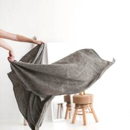Natural Linen Black Waffle Bath Towel. Large Organic Bath, Hand, Face Towel Set For Beach, Travel, Sauna. Quick Dry, Absorbent Towels - thumbnail 4