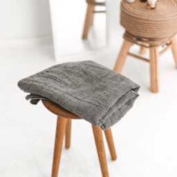 Natural Linen Black Waffle Bath Towel. Large Organic Bath, Hand, Face Towel Set For Beach, Travel, Sauna. Quick Dry, Absorbent Towels - thumbnail 3