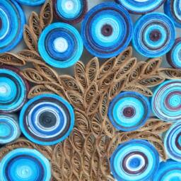 Blue Quilled Paper Tree Wall Art Abstract Handmade Decoration - thumbnail 3