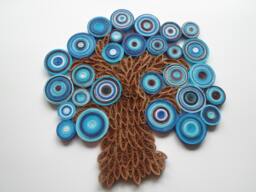 Blue Quilled Paper Tree Wall Art Abstract Handmade Decoration - thumbnail 1
