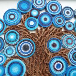 Blue Quilled Paper Tree Wall Art Abstract Handmade Decoration - thumbnail 4