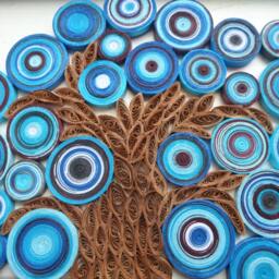Blue Quilled Paper Tree Wall Art Abstract Handmade Decoration - thumbnail 2