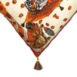 Silk Cushion, The Magic Giraffe, Throw Pillow Cushion Cover, Illustrated By Hand, Handmade in Italy - thumbnail 2