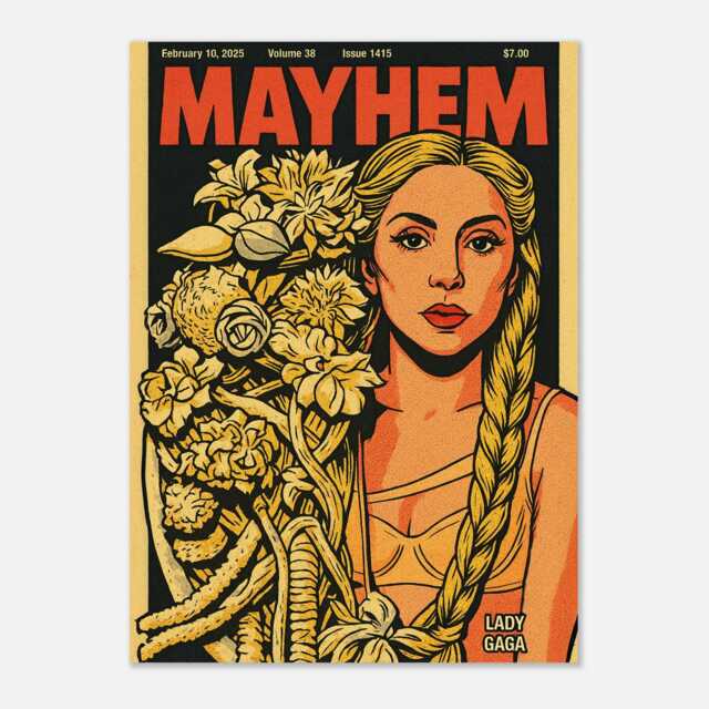 Lady Gaga Mayhem Poster Vintage Comic Book Style Art Print - image 1
