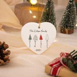 Personalised Christmas Bauble, 2025 Family Ornament, Famliy Tree Buable, Decoration, Keepsake, Xmas Gift - thumbnail 2