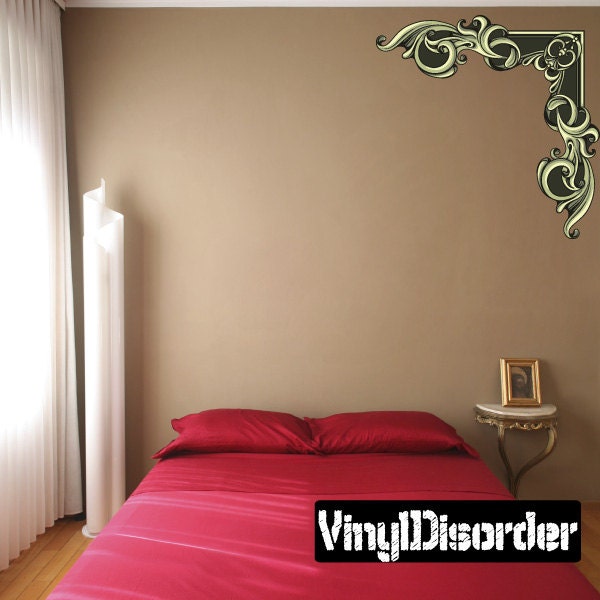 Floral Frame Wall Decal - Fabric Vinyl Removable & Reusable Floralframeuscolor029Et