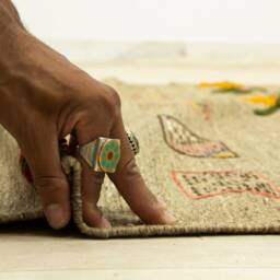 Handwoven Brown Moroccan Kilim Rug Berber Geometric Design - thumbnail 3