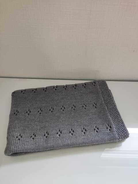 Hand Knitted Merino Wool Baby Blanket - image 1