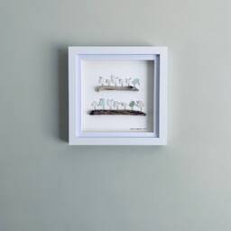 Cornish Sea Glass Birds On Driftwood Picture Framed Wall Art Coastal Interior Birthday Gift Her Handmade in Cornwall - thumbnail 3