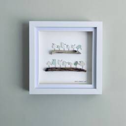 Cornish Sea Glass Birds On Driftwood Picture Framed Wall Art Coastal Interior Birthday Gift Her Handmade in Cornwall - thumbnail 1