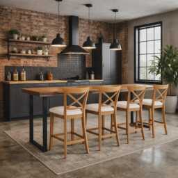 Grantham Breakfast Bar Worktop Kitchen Table Stool Industrial Box Legs - thumbnail 4