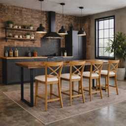 Grantham Breakfast Bar Worktop Kitchen Table Stool Industrial Box Legs - thumbnail 2