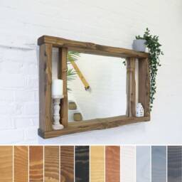 Mirror Shelf - Pillars Design Main Image Jacobean Irregular Chunky Wood Distressed Driftwood Style Chic Mantel Shelving