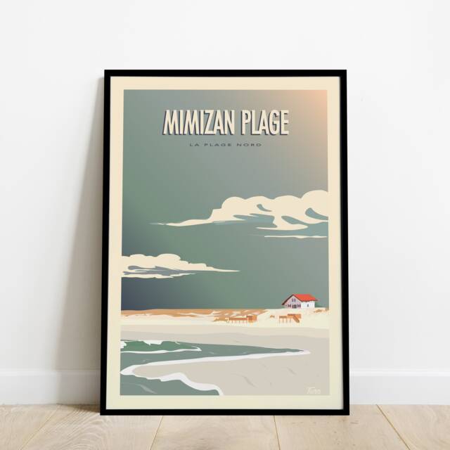 Mimizan Plage Travel Poster/North Beach Vintage West Coast Les Landes - image 1