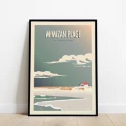 Mimizan Plage Travel Poster/North Beach Vintage West Coast Les Landes - thumbnail 1