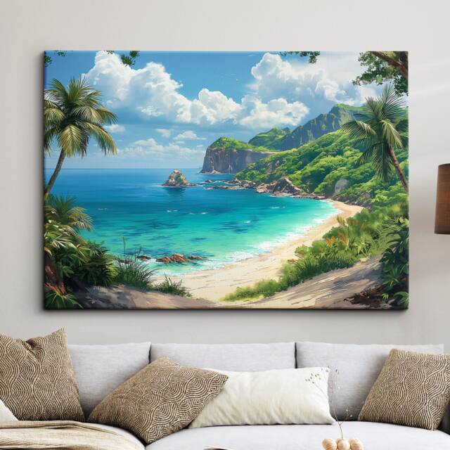Palm Beach Abstract Oil Painting Landscape Art Framed Poster Print & Canvas Wall Living Home Decor Interior Gift - image 1