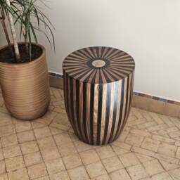 Moroccan Round Side Table in Wood , Elegant Wooden - thumbnail 2