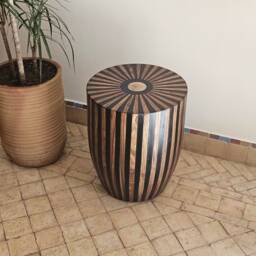 Moroccan Round Side Table in Wood , Elegant Wooden - thumbnail 3