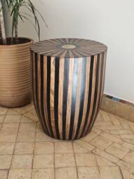 Moroccan Round Side Table in Wood , Elegant Wooden