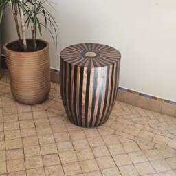 Moroccan Round Side Table in Wood , Elegant Wooden - thumbnail 4