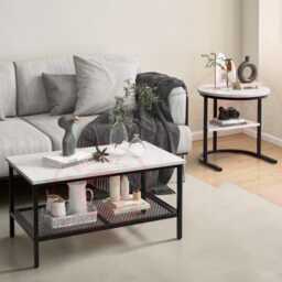 Set Of 2 Nesting Coffee Tables, Side Table, Tier Living Room Sofa End Furniture - thumbnail 2