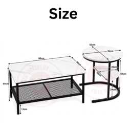 Set Of 2 Nesting Coffee Tables, Side Table, Tier Living Room Sofa End Furniture - thumbnail 4