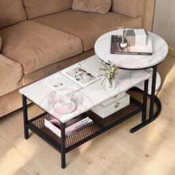 Set Of 2 Nesting Coffee Tables, Side Table, Tier Living Room Sofa End Furniture - thumbnail 3
