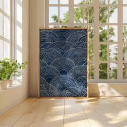 Vintage Japanese Wave Poster, Mid-Century Modern Geometric Print - thumbnail 4