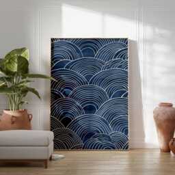 Vintage Japanese Wave Poster, Mid-Century Modern Geometric Print - thumbnail 3
