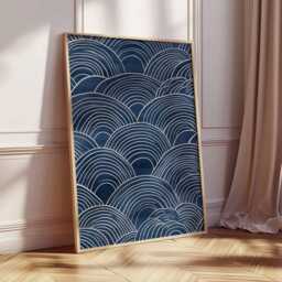 Vintage Japanese Wave Poster, Mid-Century Modern Geometric Print - thumbnail 2
