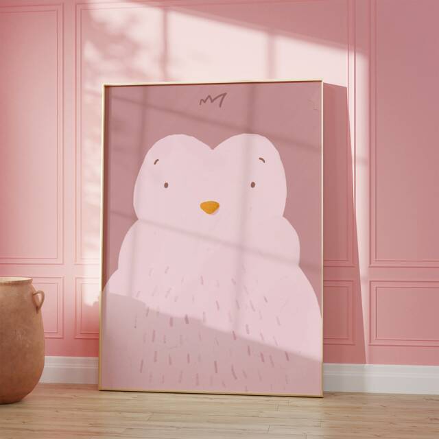 Pauli Penguin Poster Old Pink I Antarctica, Children's Room Decoration, Living Poster, Download, Mural, Wall Picture - image 1