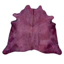 Violet Dyed Genuine Cowhide Rug - Mulled Wine Tone Unique Hair On Hide - thumbnail 1