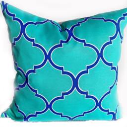 Outdoor Pillows Or Indoor Custom Cover Size Include 16x16, 18x18 - Blue Royal Green Grass Aqua Marine Modern Geometric Native Tribal - thumbnail 4