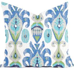 Outdoor Pillows Or Indoor Custom Cover Size Include 16x16, 18x18 - Blue Royal Green Grass Aqua Marine Modern Geometric Native Tribal - thumbnail 1